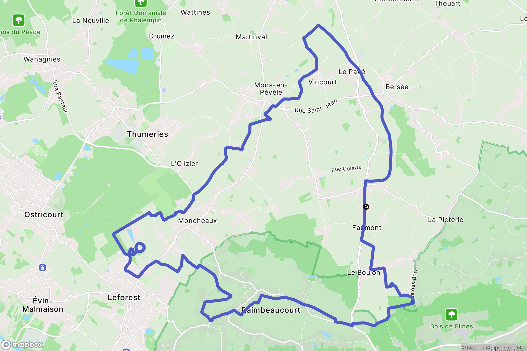 Faumont : carte du parcours de randonnée - France