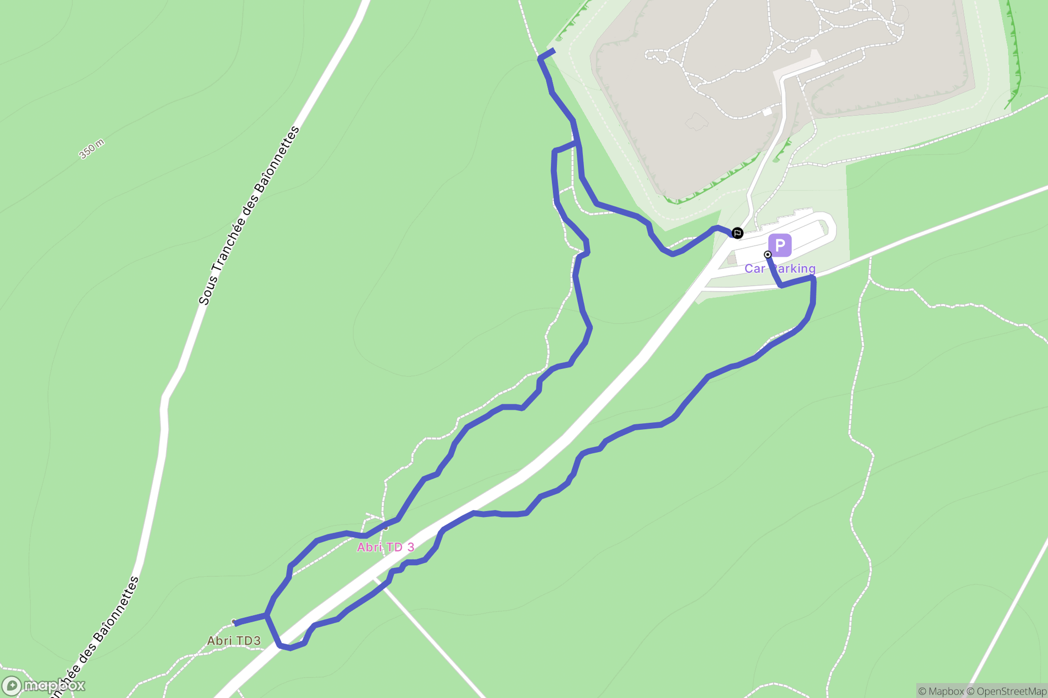 Douaumont-Vaux : carte du parcours de randonnée - France