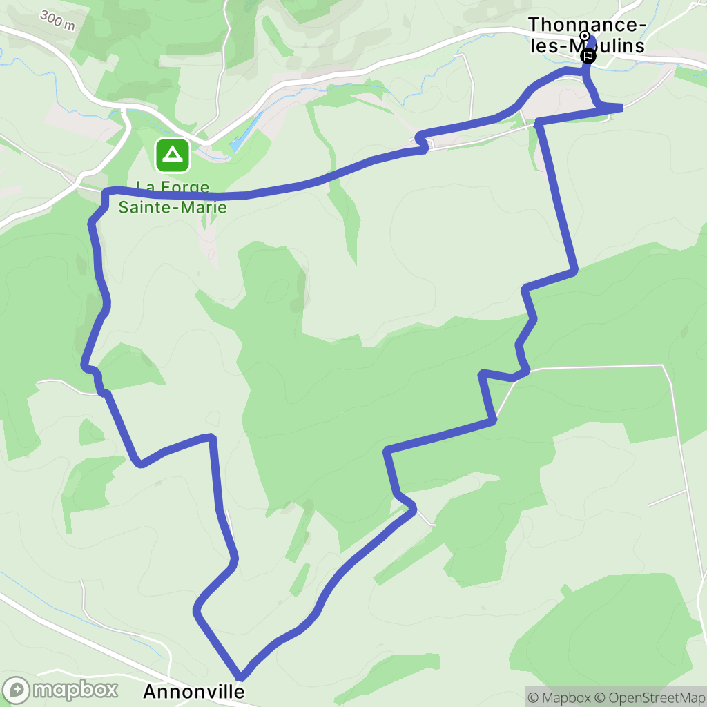 Thonnance-les-Moulins : carte du parcours de randonnée - France