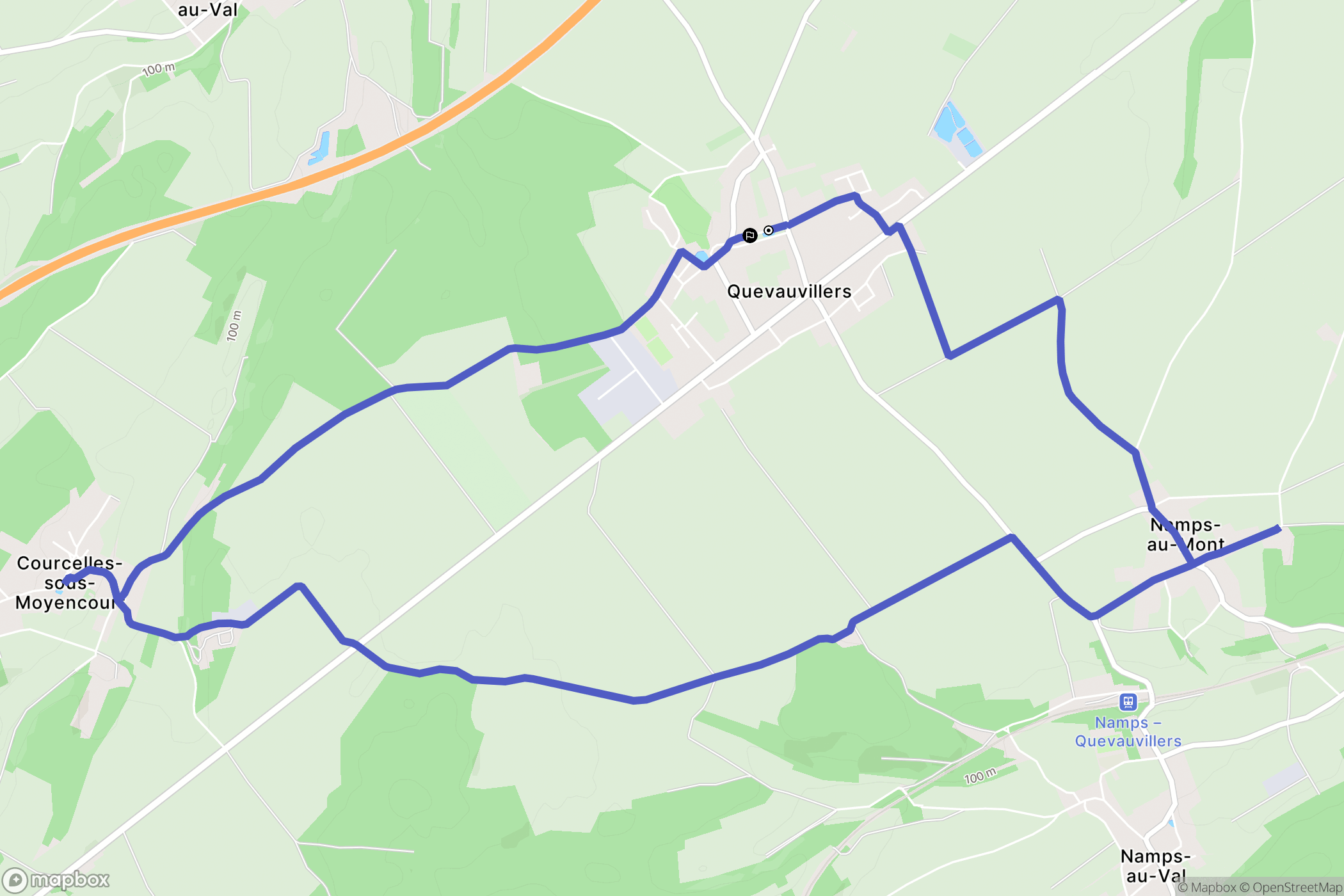 Quevauvillers : carte du parcours de randonnée - France