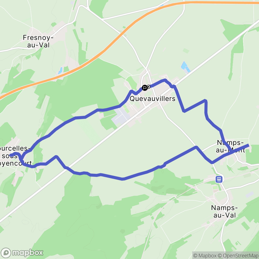 Quevauvillers : carte du parcours de randonnée - France