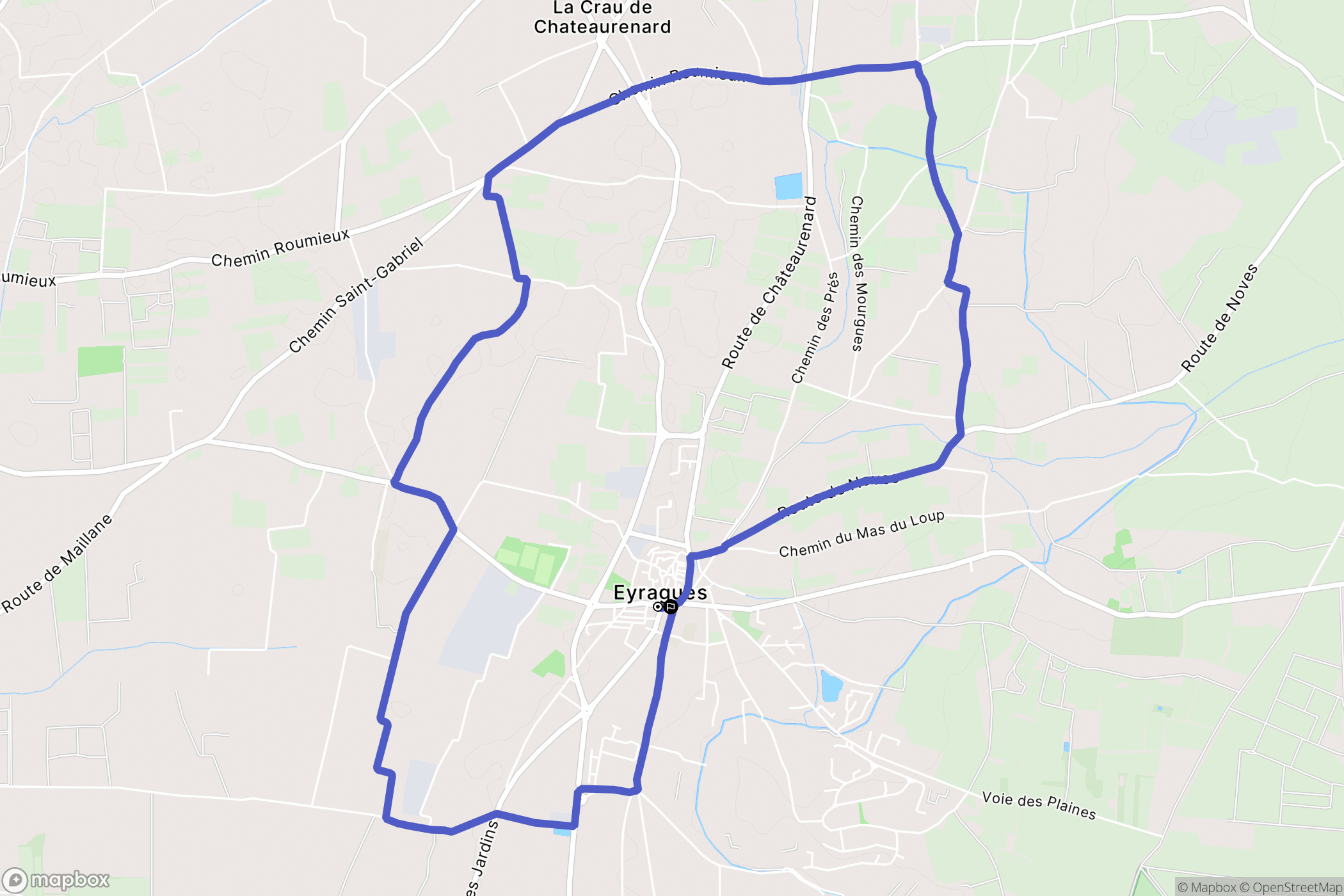 Eyragues : carte du parcours de randonnée - France