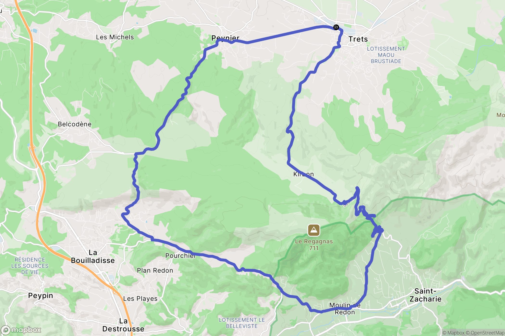 Trets : carte du parcours de randonnée - France