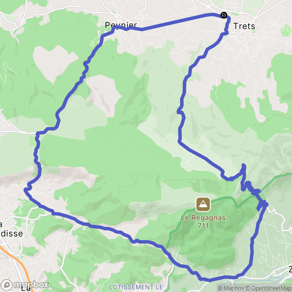 Trets : carte du parcours de randonnée - France