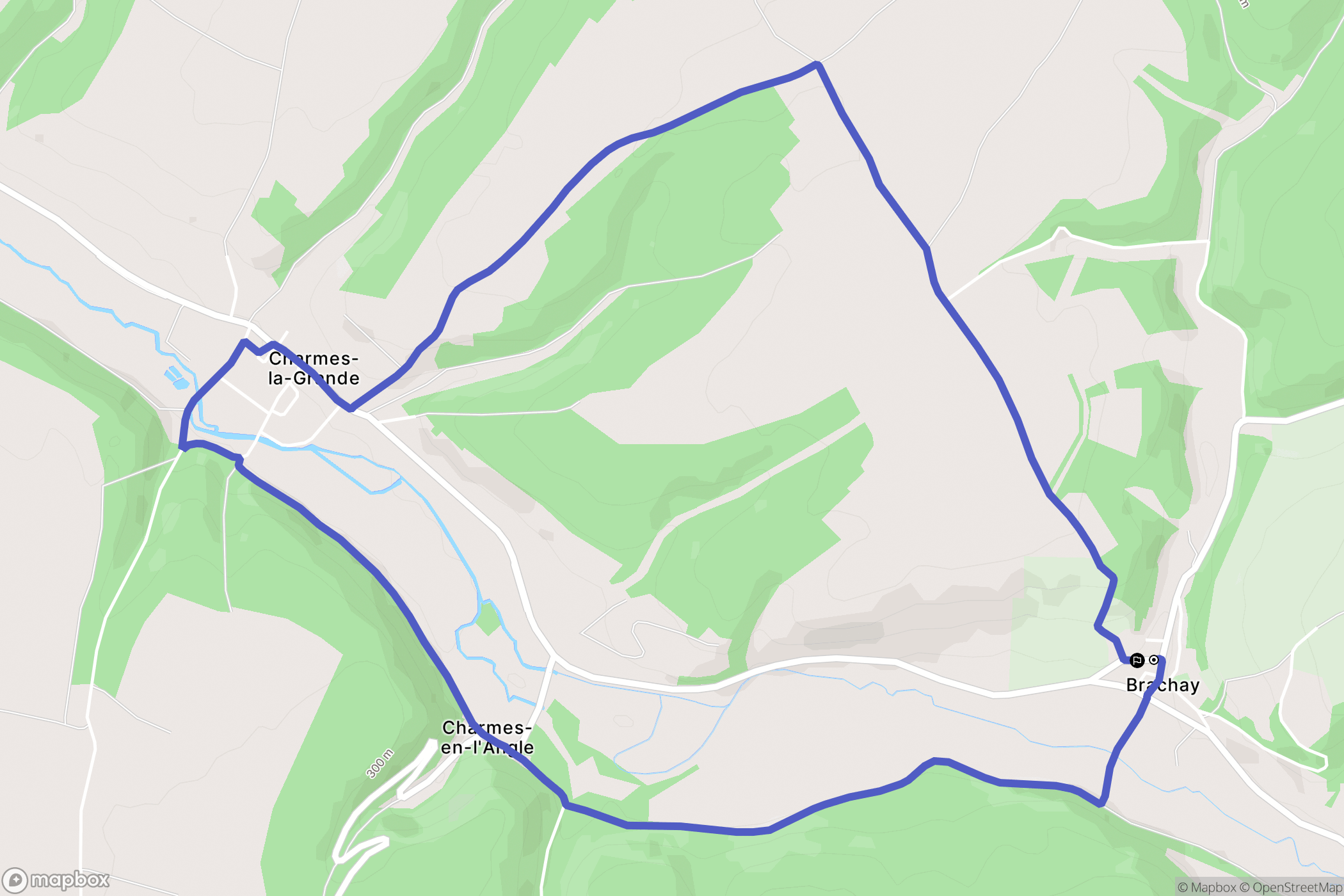 Brachay : carte du parcours de randonnée - France