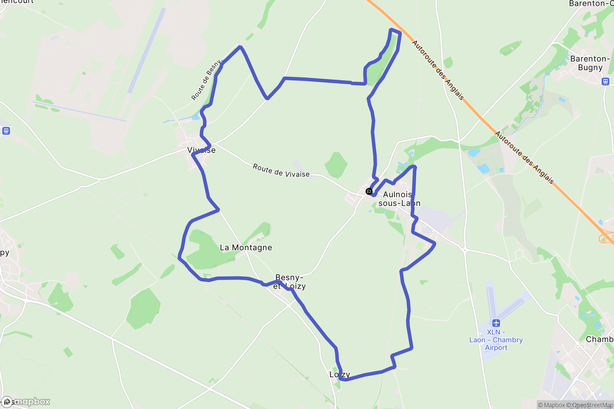 Aulnois-sous-Laon : carte du parcours de randonnée - France