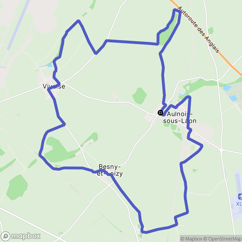 Aulnois-sous-Laon : carte du parcours de randonnée - France