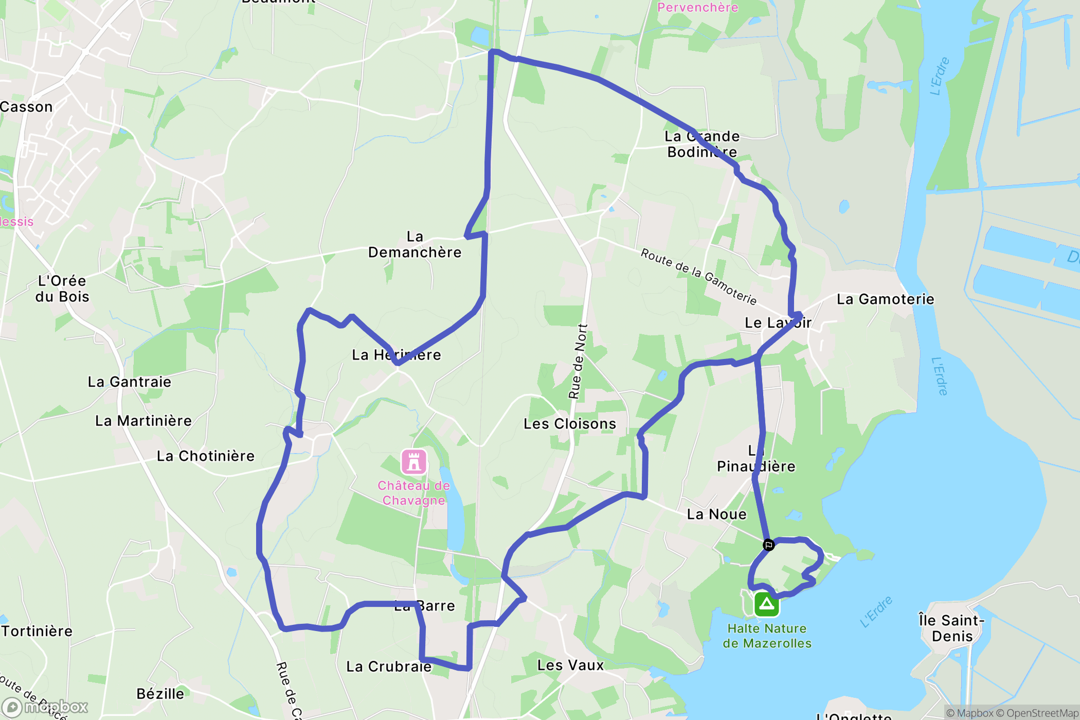Sucé-sur-Erdre : carte du parcours de randonnée - France
