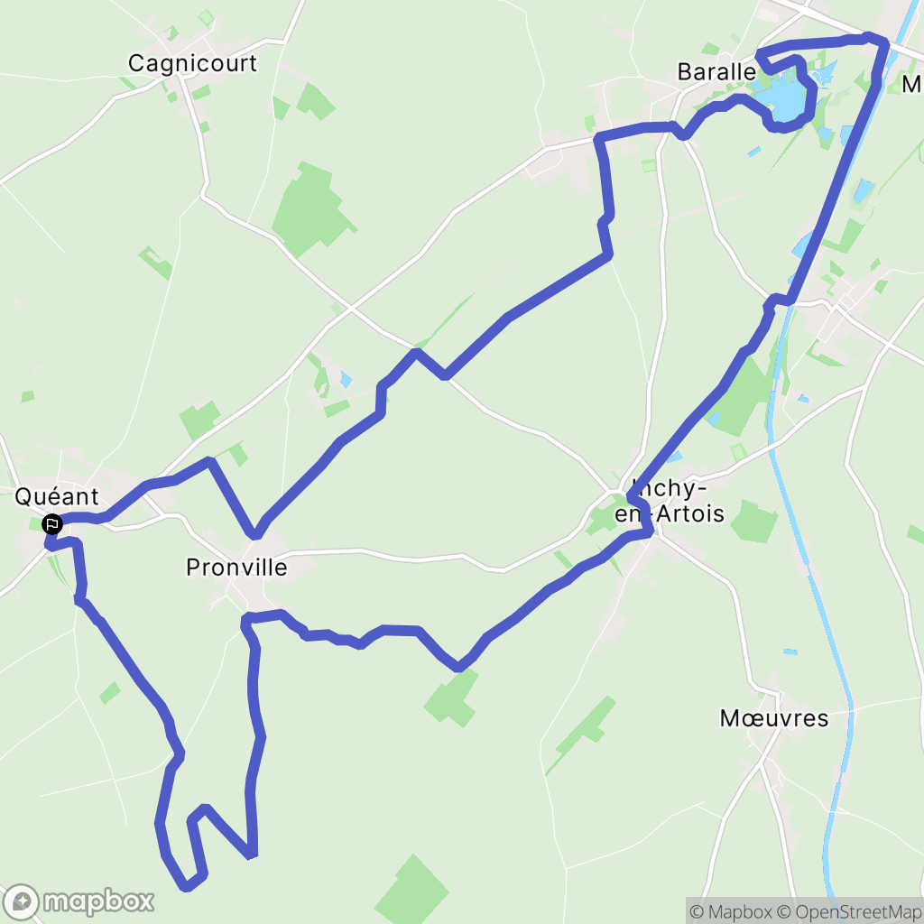 Quéant : carte du parcours de randonnée - France