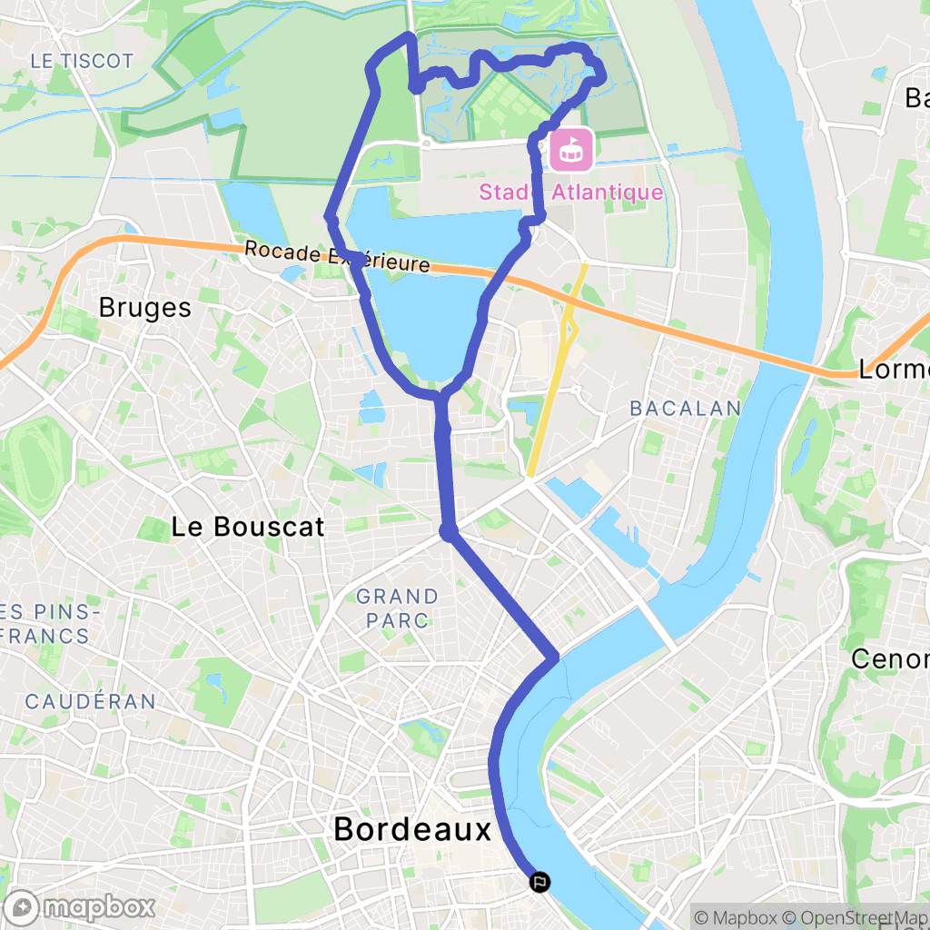 Bordeaux : carte du parcours de randonnée - France