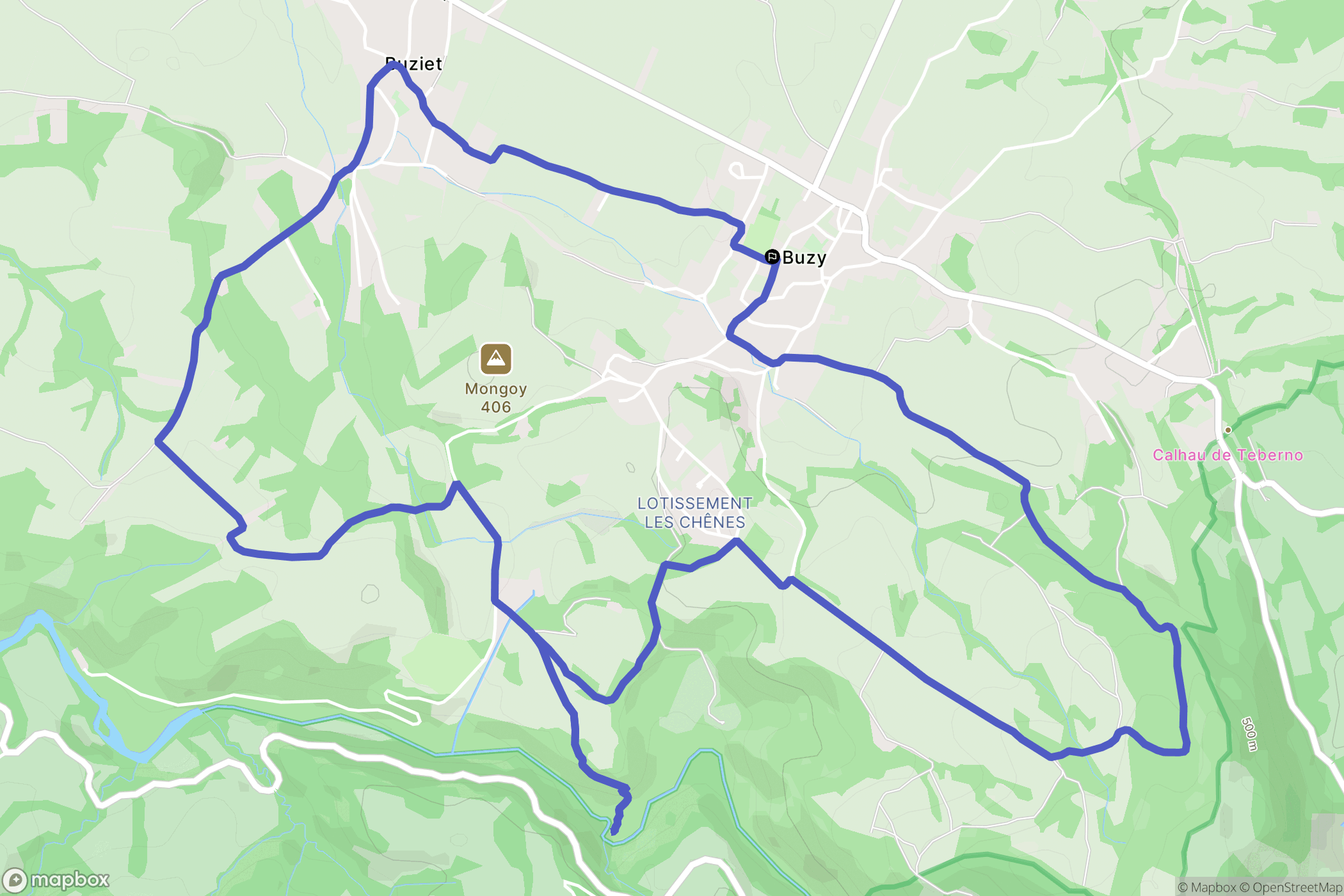 Buzy : carte du parcours de randonnée - France