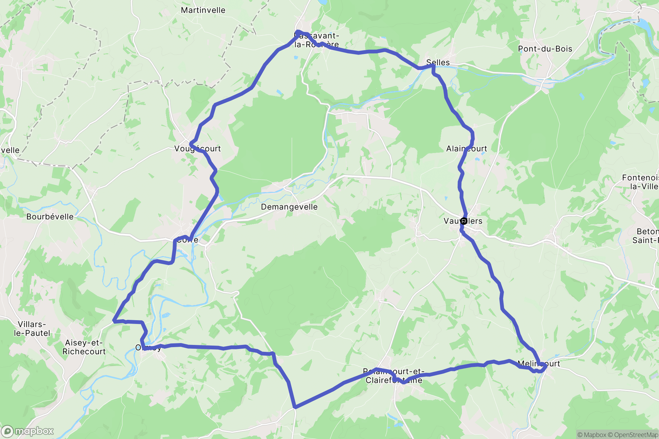 Vauvillers : carte du parcours de randonnée - France