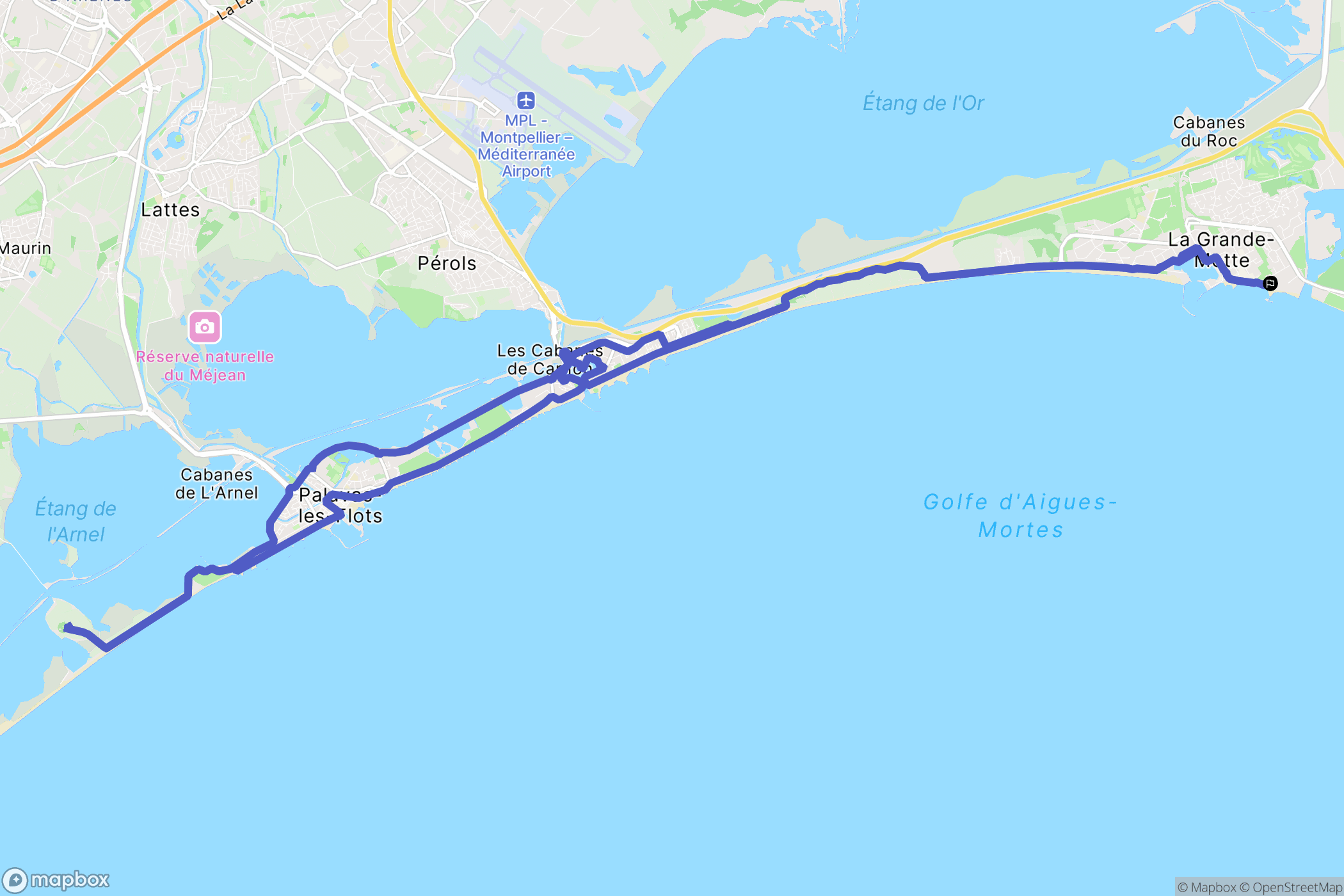 La Grande-Motte : carte du parcours de randonnée - France