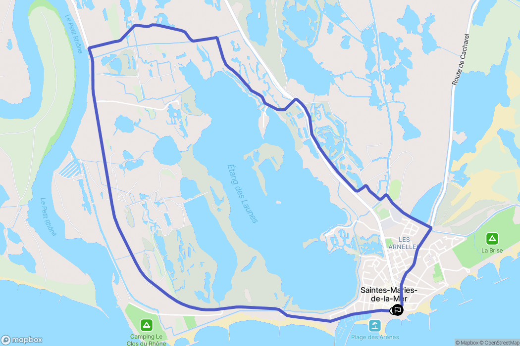 Saintes-Maries-de-la-Mer : carte du parcours de randonnée - France