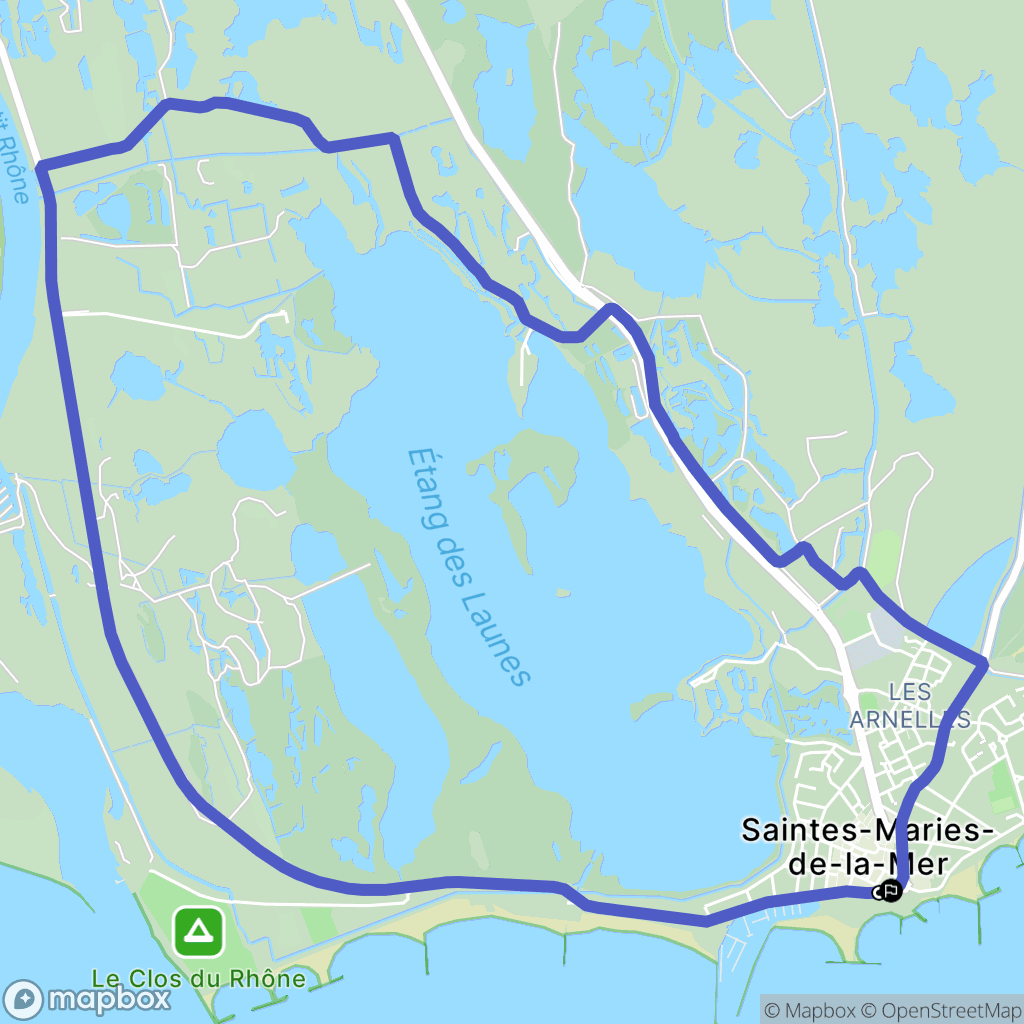 Saintes-Maries-de-la-Mer : carte du parcours de randonnée - France