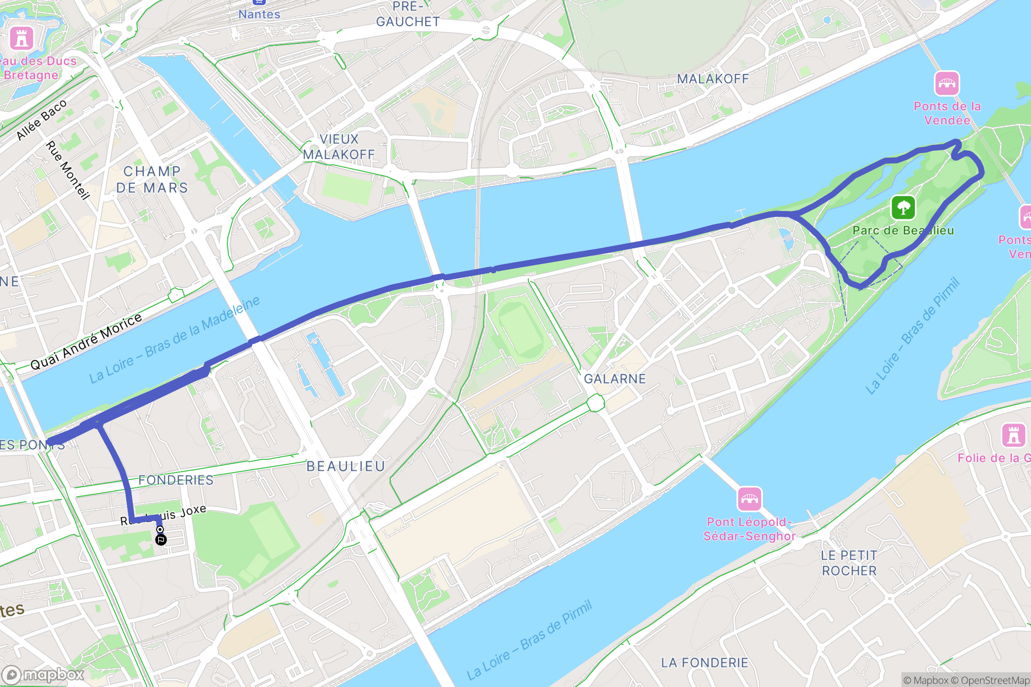 Nantes : carte du parcours de randonnée - France