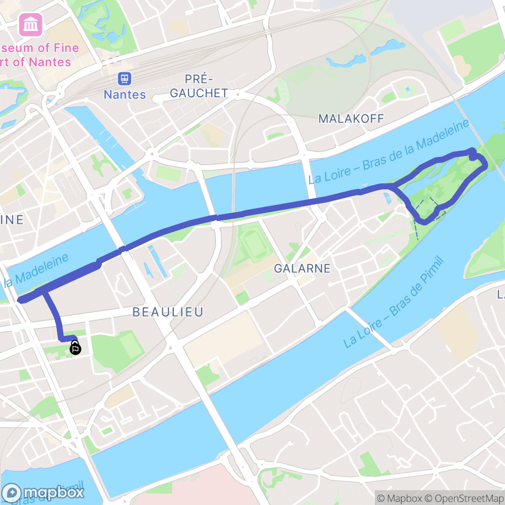 Nantes : carte du parcours de randonnée - France