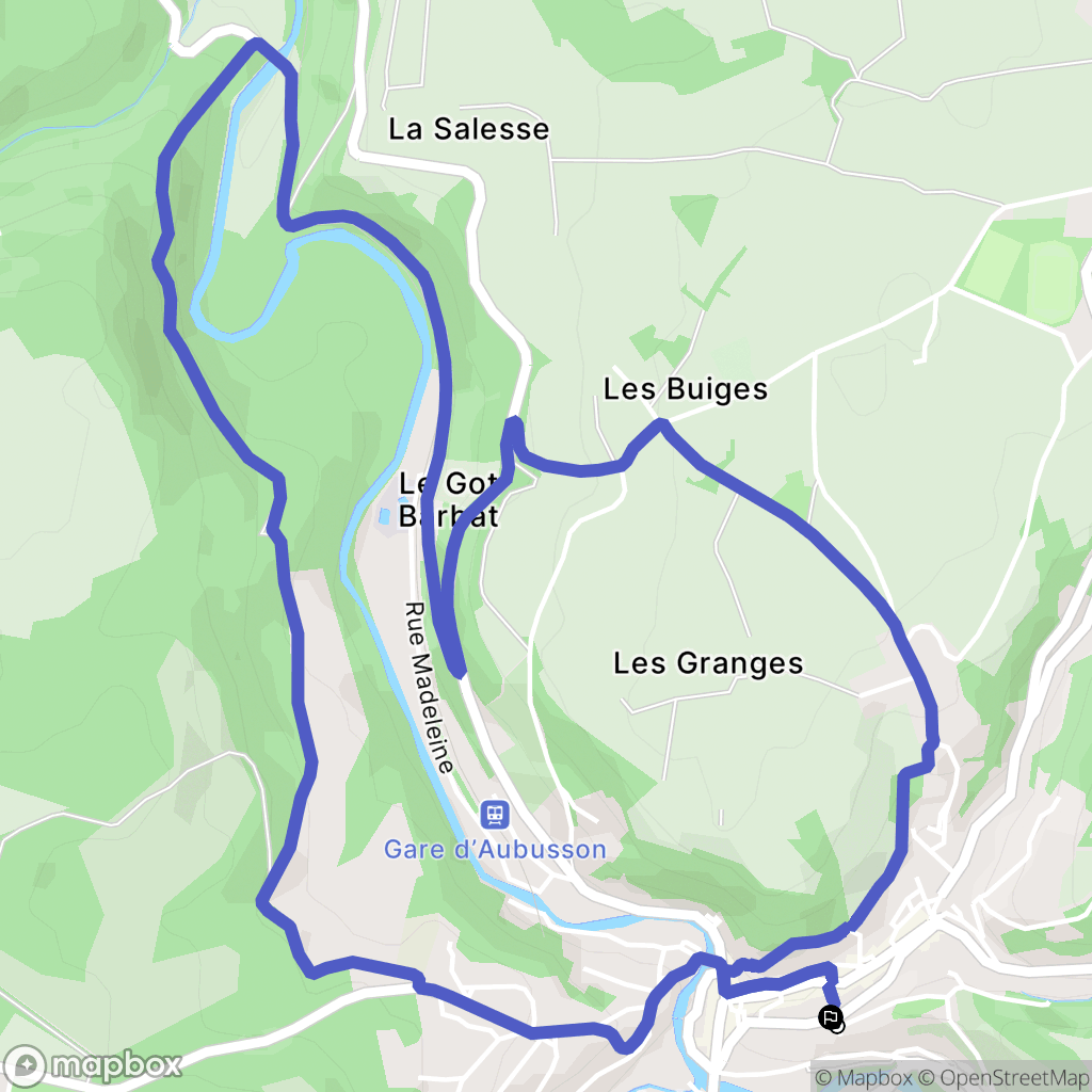 Aubusson : carte du parcours de randonnée - France