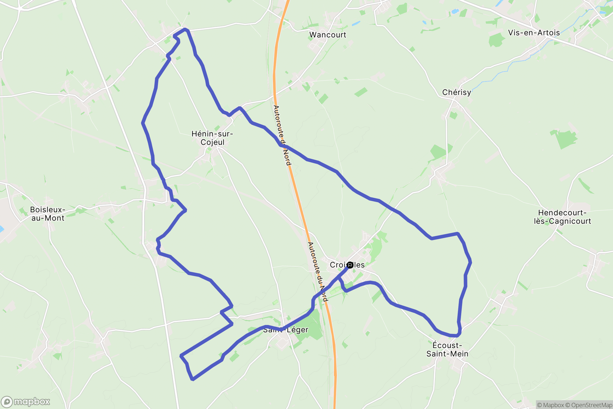 Croisilles : carte du parcours de randonnée - France