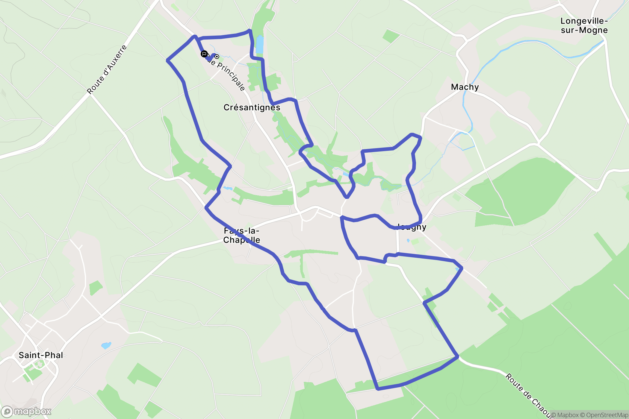 Crésantignes : carte du parcours de randonnée - France