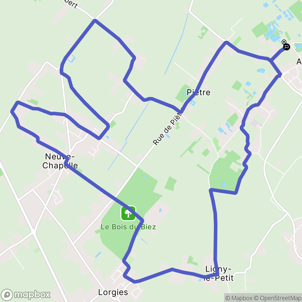 Aubers : carte du parcours de randonnée - France