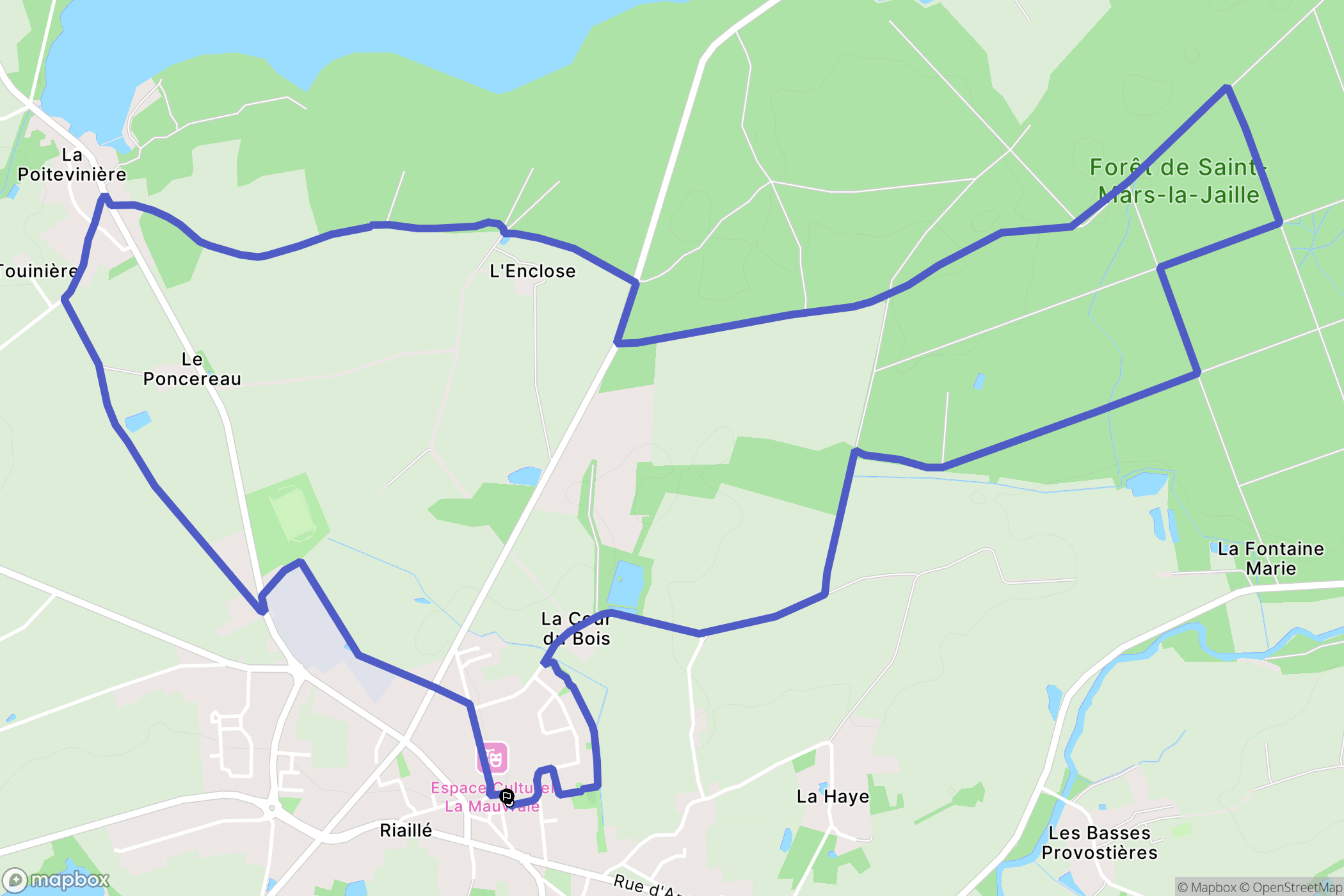 Riaillé : carte du parcours de randonnée - France