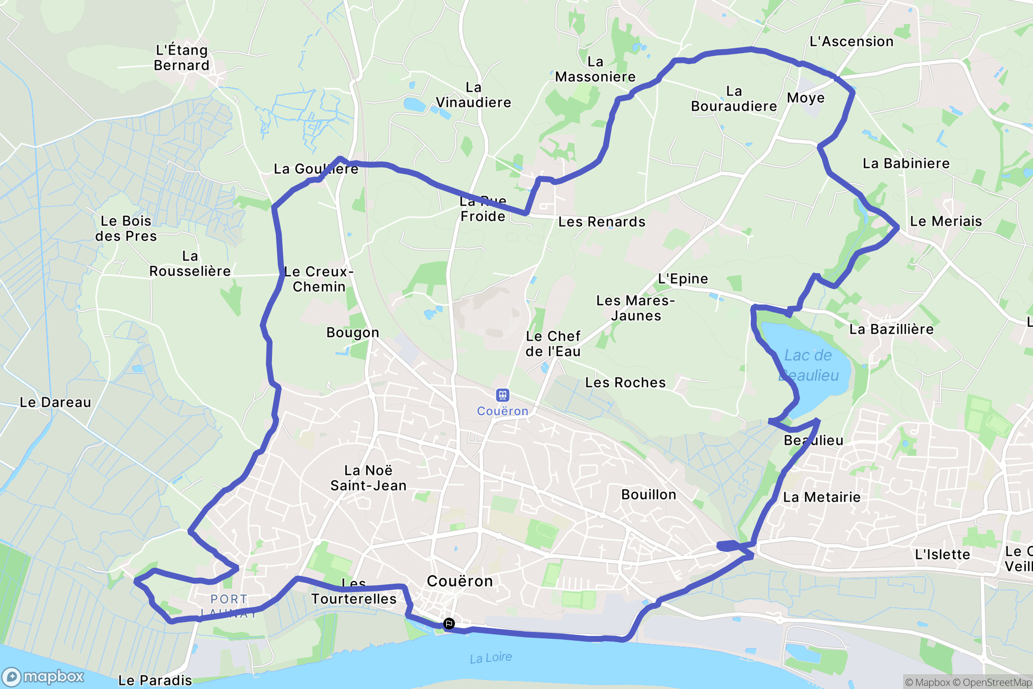 Couëron : carte du parcours de randonnée - France