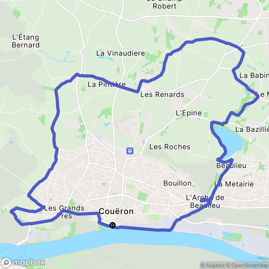 Couëron : carte du parcours de randonnée - France