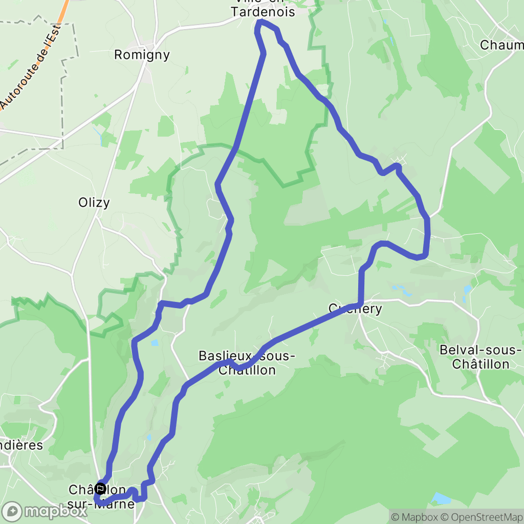 Châtillon-sur-Marne : carte du parcours de randonnée - France