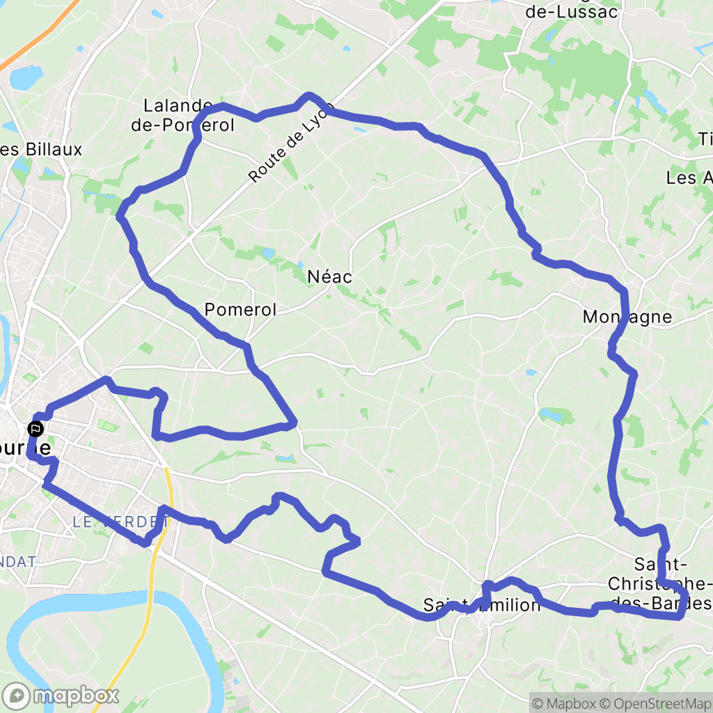 Libourne : carte du parcours de randonnée - France