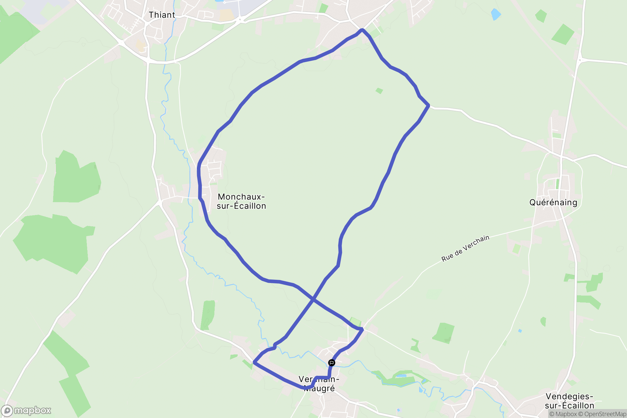 Verchain-Maugré : carte du parcours de randonnée - France