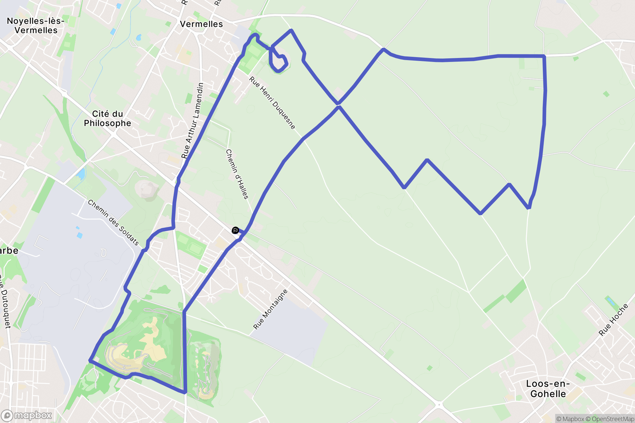 Mazingarbe : carte du parcours de randonnée - France