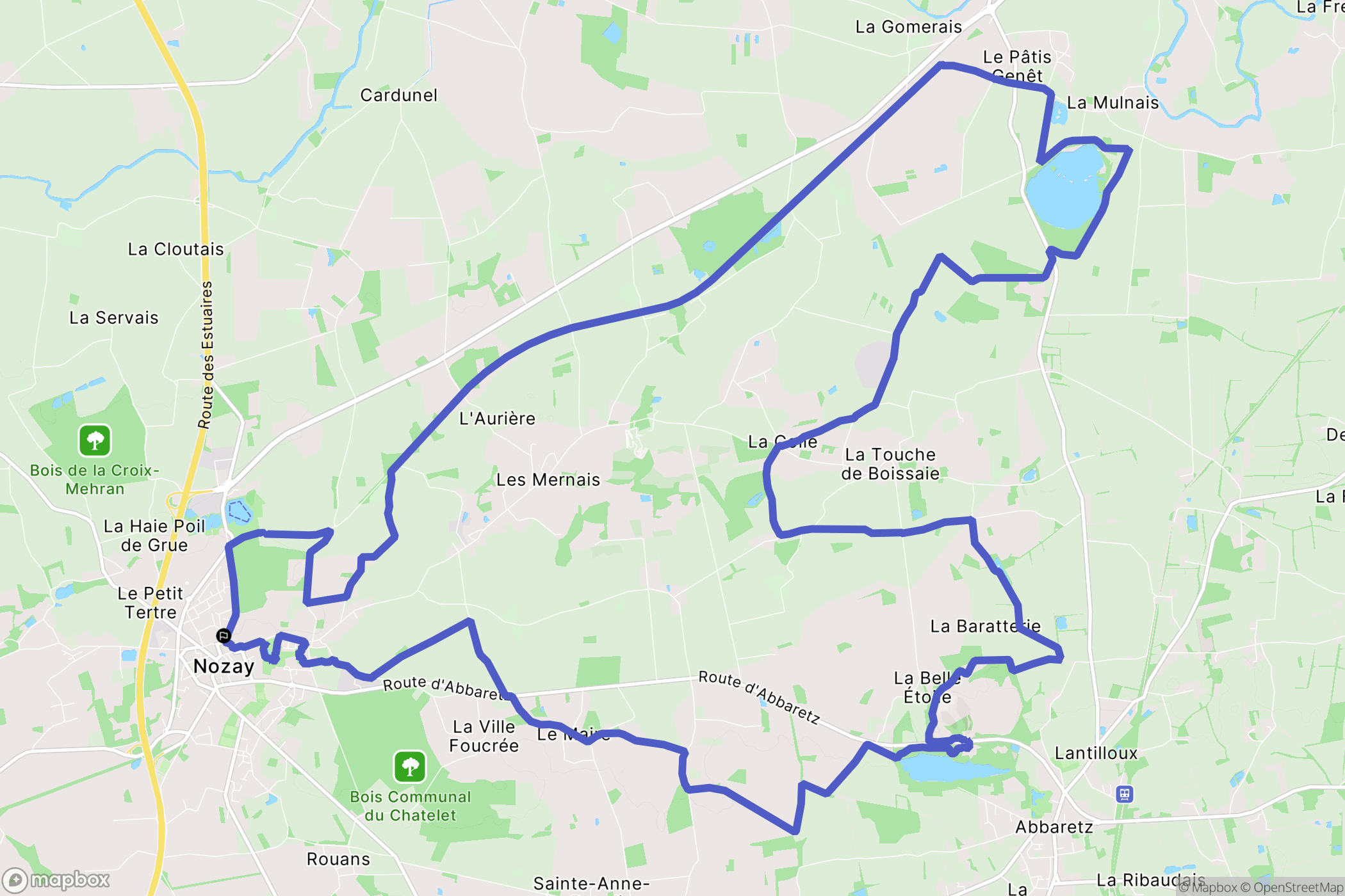 Nozay : carte du parcours de randonnée - France