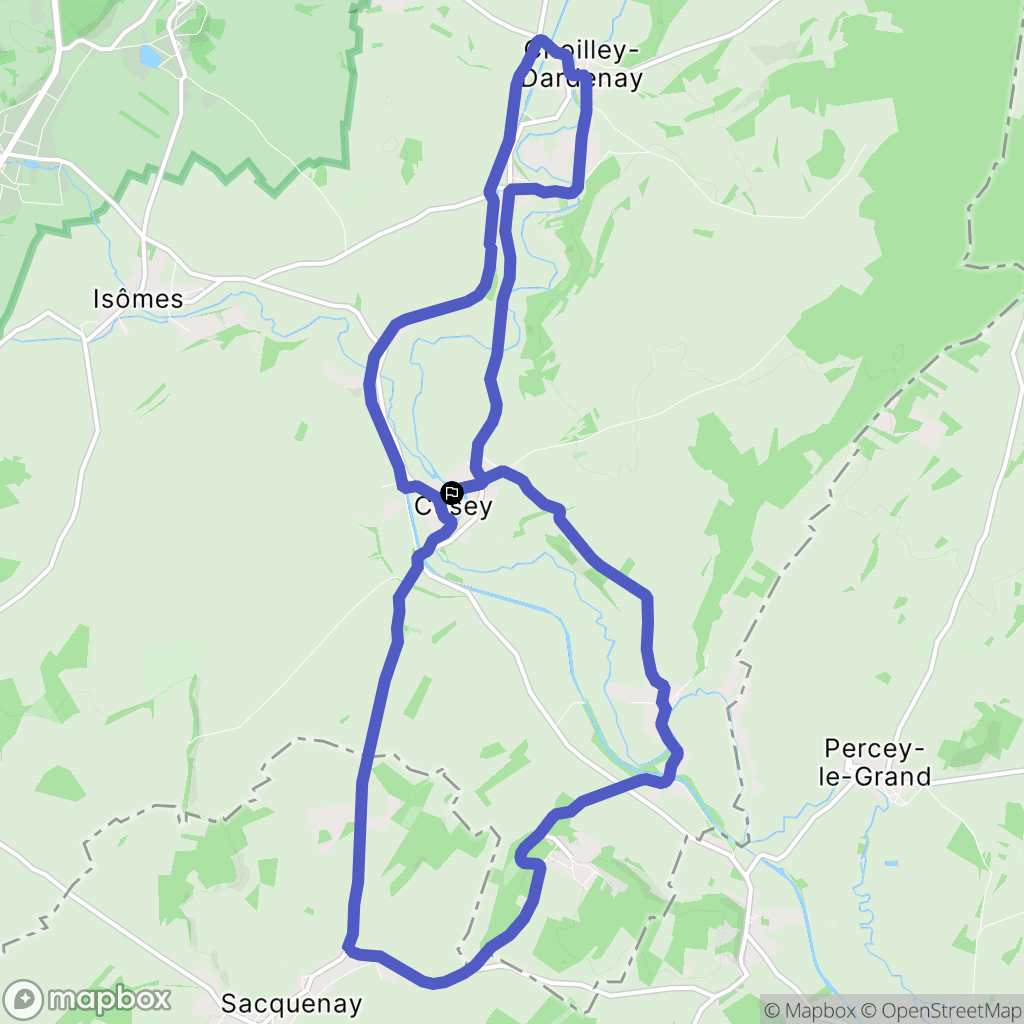 Cusey : carte du parcours de randonnée - France