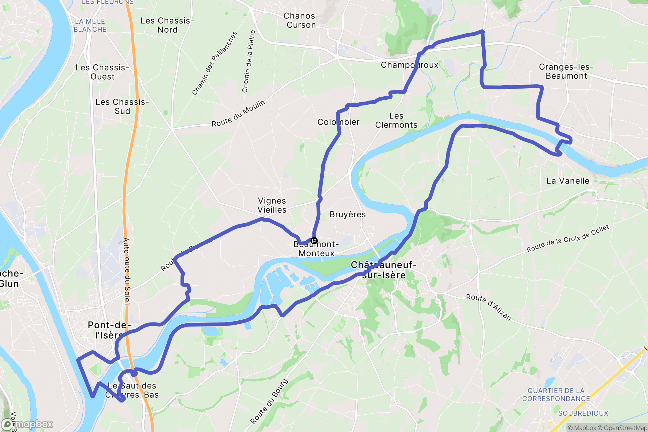 Beaumont-Monteux : carte du parcours de randonnée - France