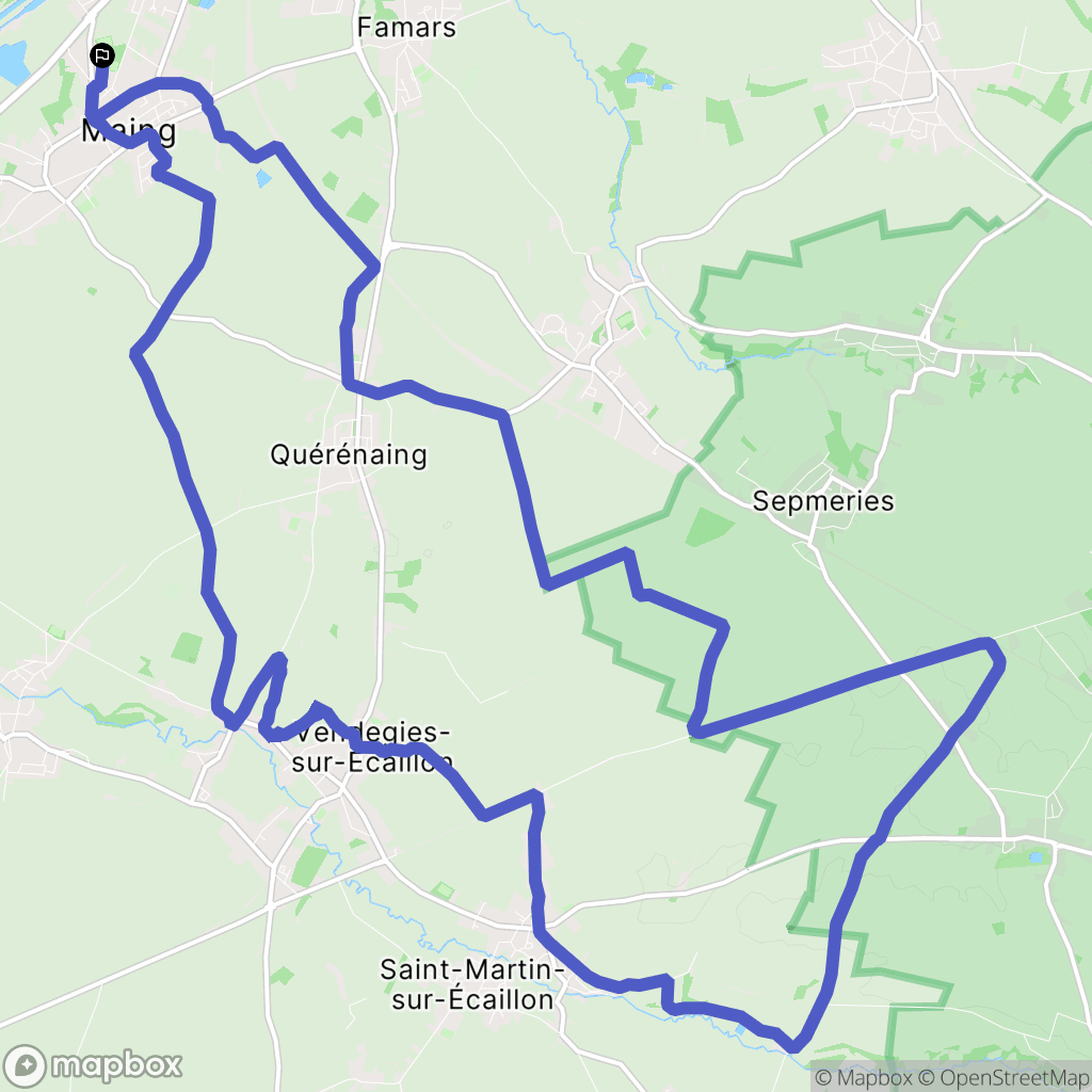 Maing : carte du parcours de randonnée - France
