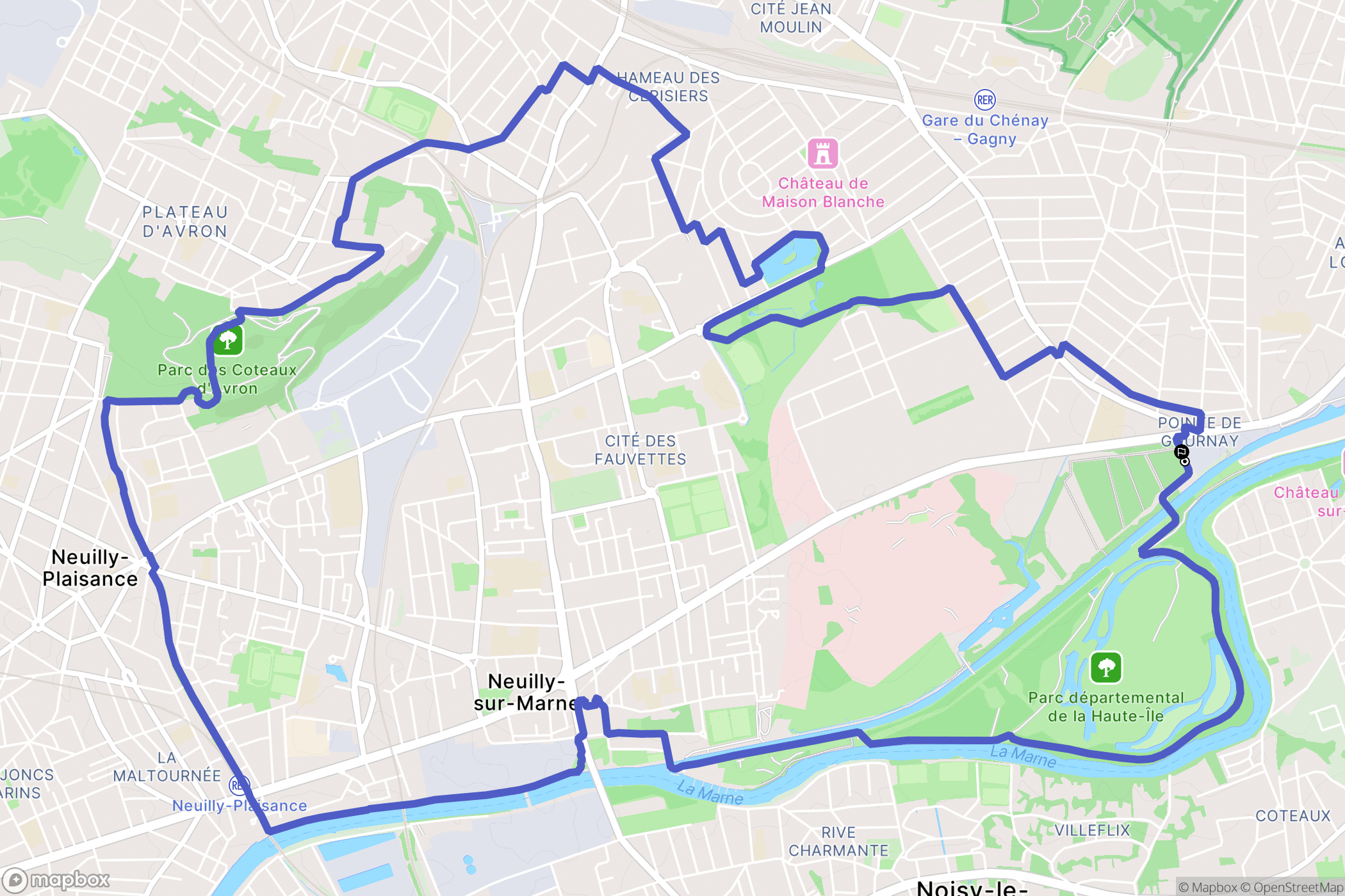 Neuilly-sur-Marne : carte du parcours de randonnée - France