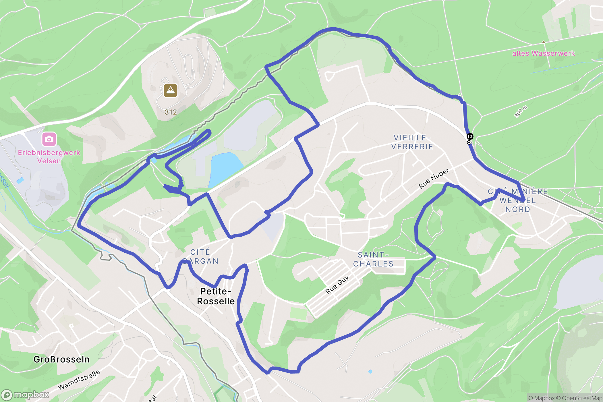 Petite-Rosselle : carte du parcours de randonnée - France