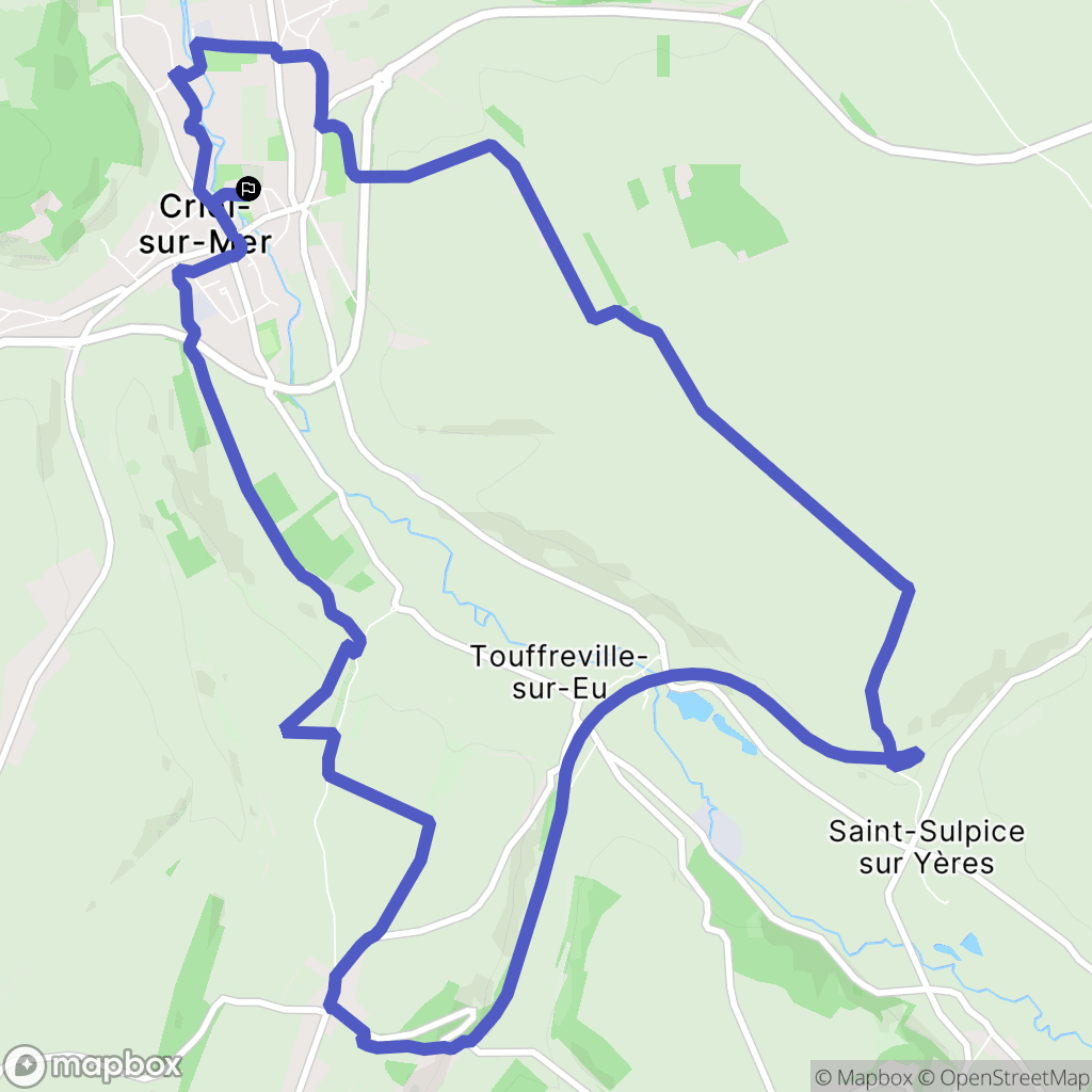 Criel-sur-Mer : carte du parcours de randonnée - France