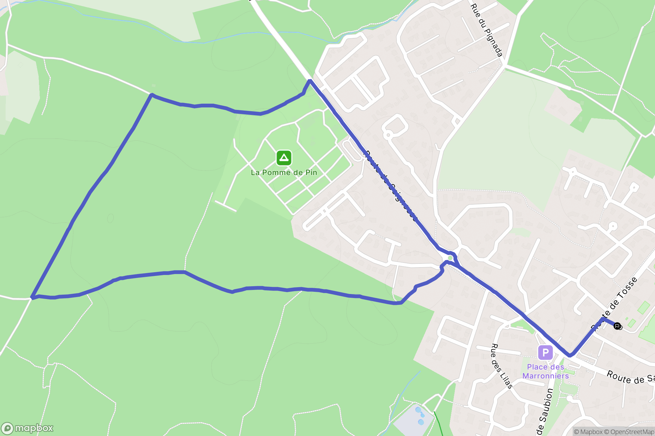 Saubion : carte du parcours de randonnée - France
