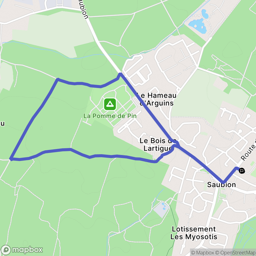 Saubion : carte du parcours de randonnée - France