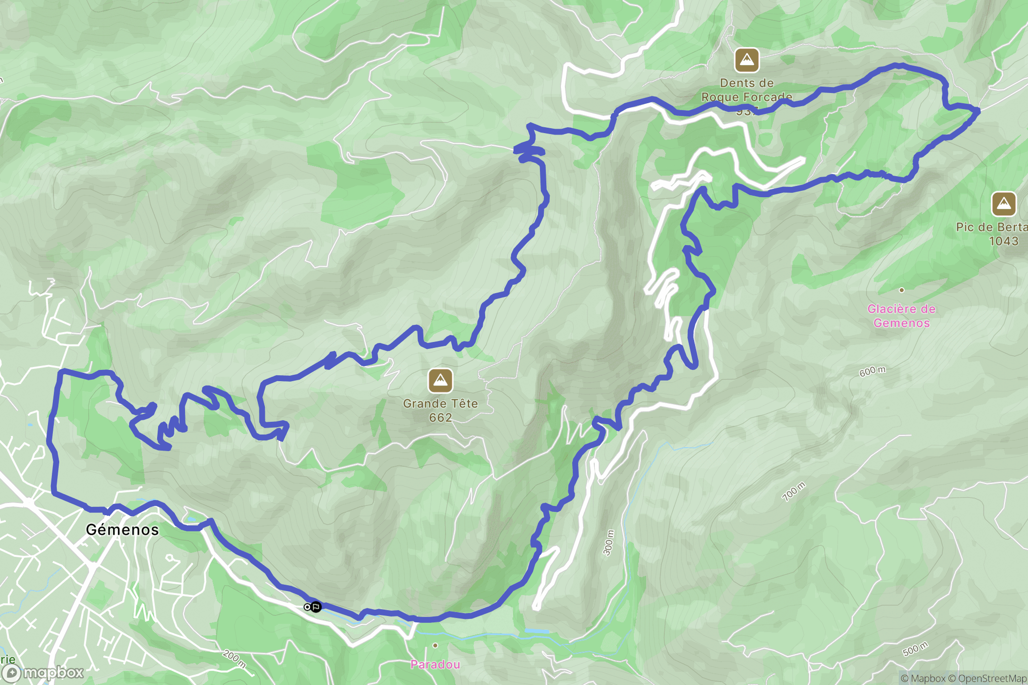 Gémenos : carte du parcours de randonnée - France