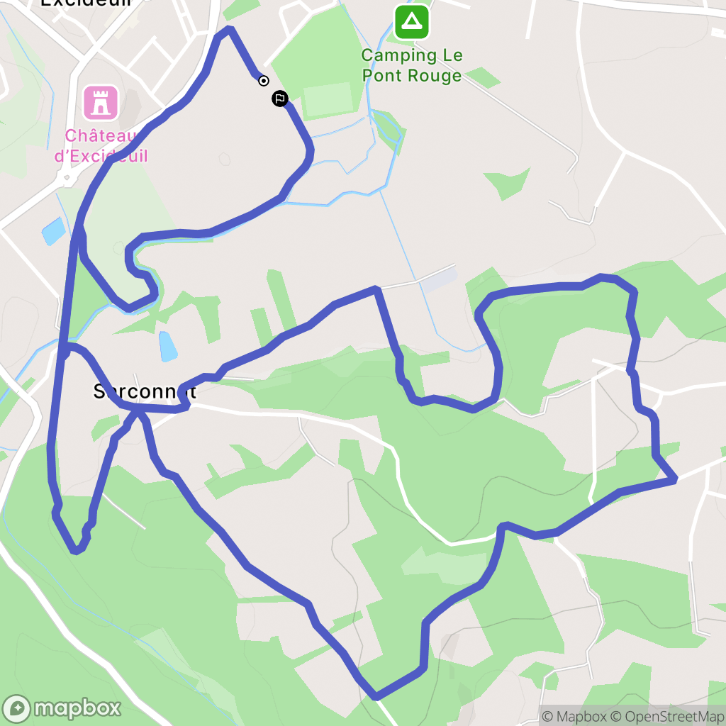 Excideuil : carte du parcours de randonnée - France