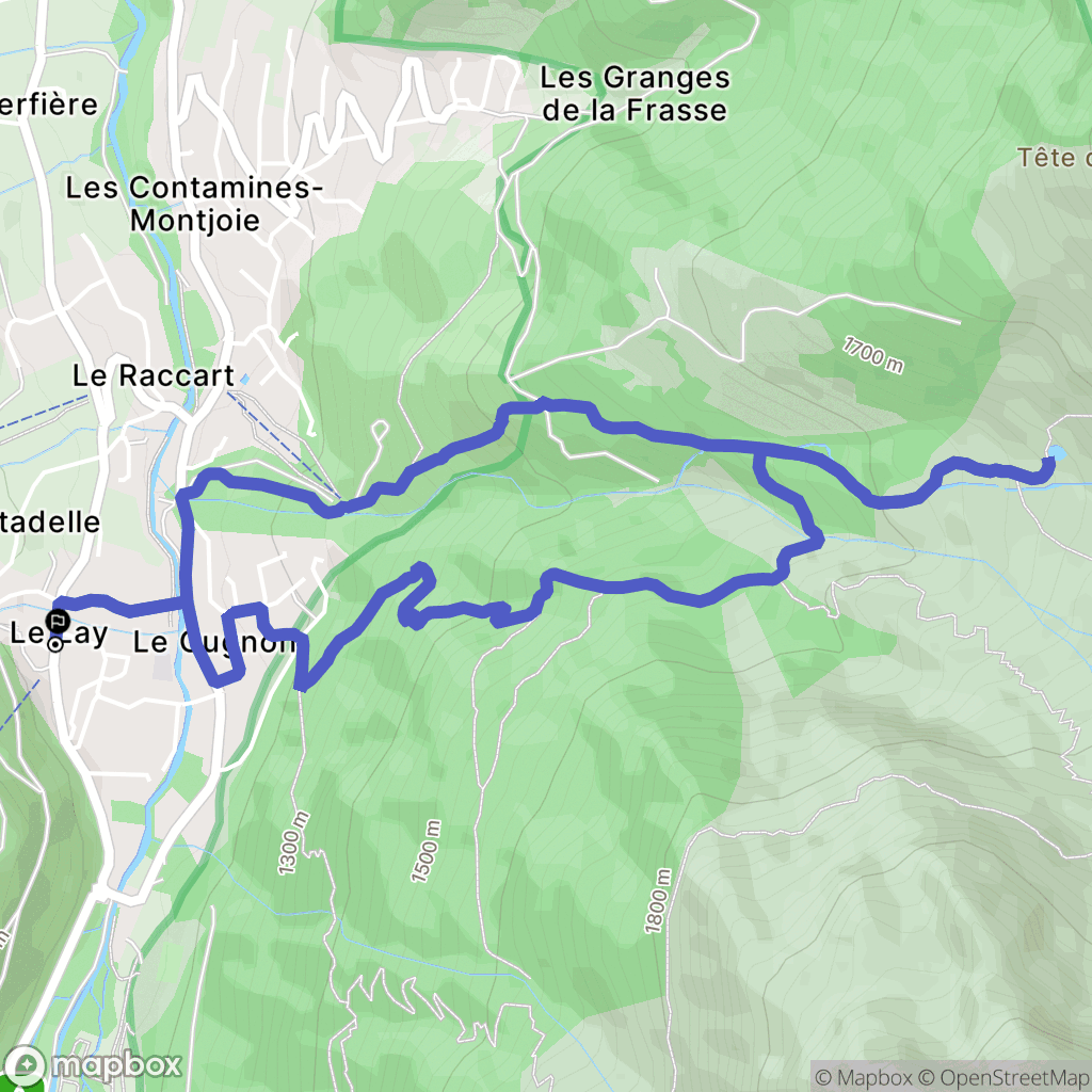 Les Contamines-Montjoie : carte du parcours de randonnée - France