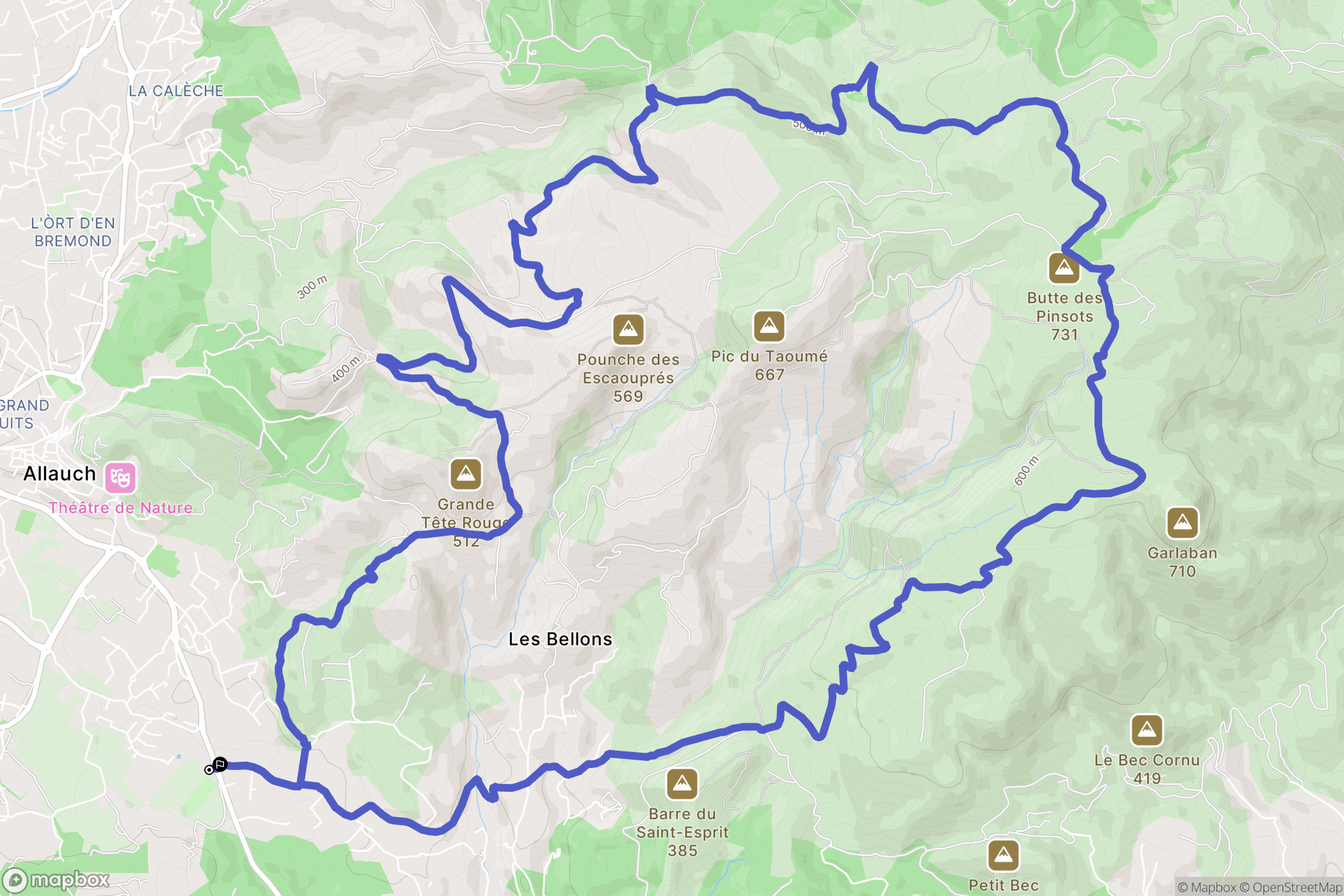Allauch : carte du parcours de randonnée - France