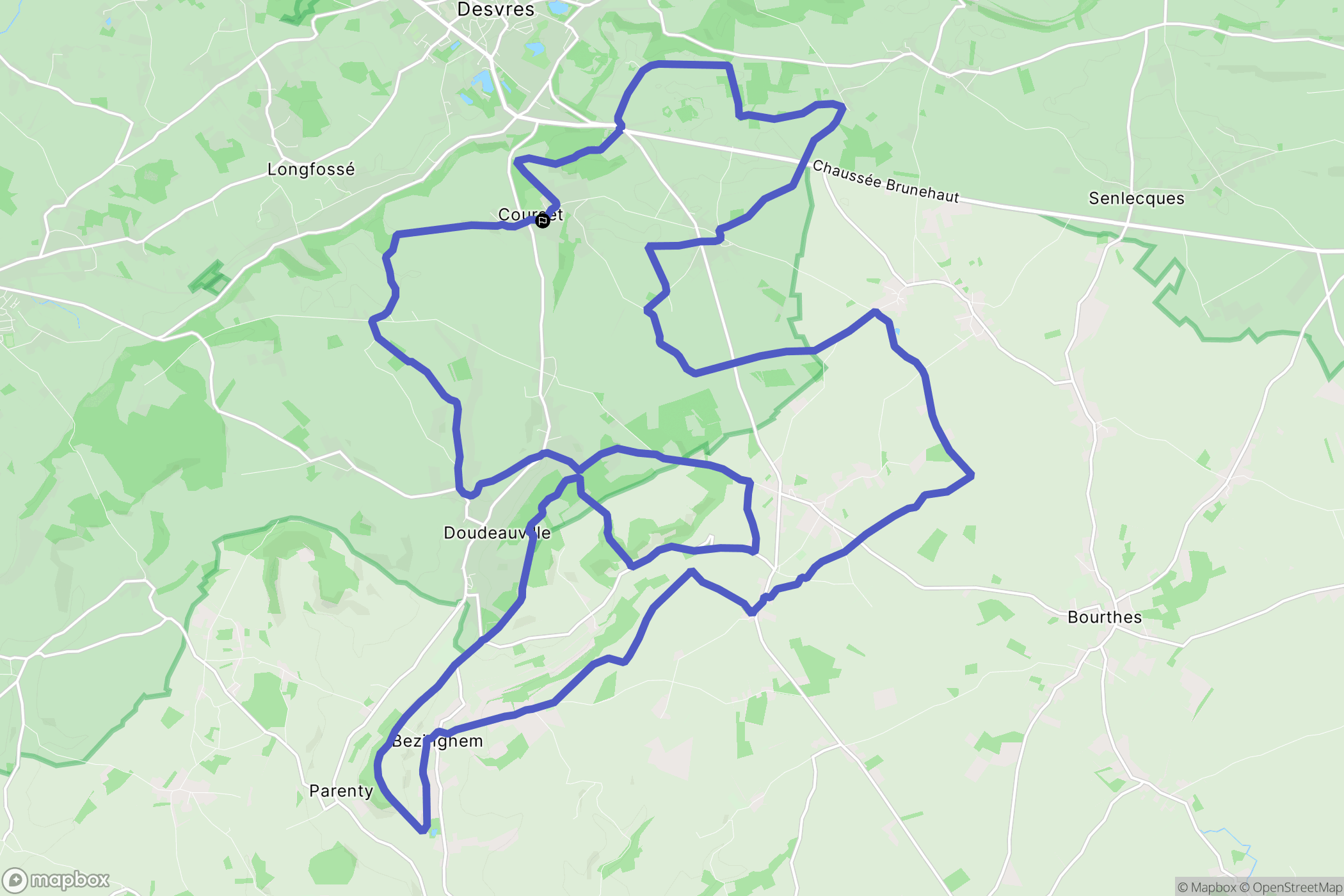 Courset : carte du parcours de randonnée - France