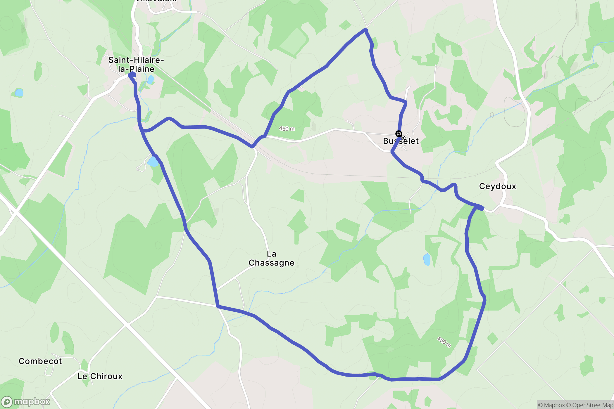 Saint-Hilaire-la-Plaine : carte du parcours de randonnée - France