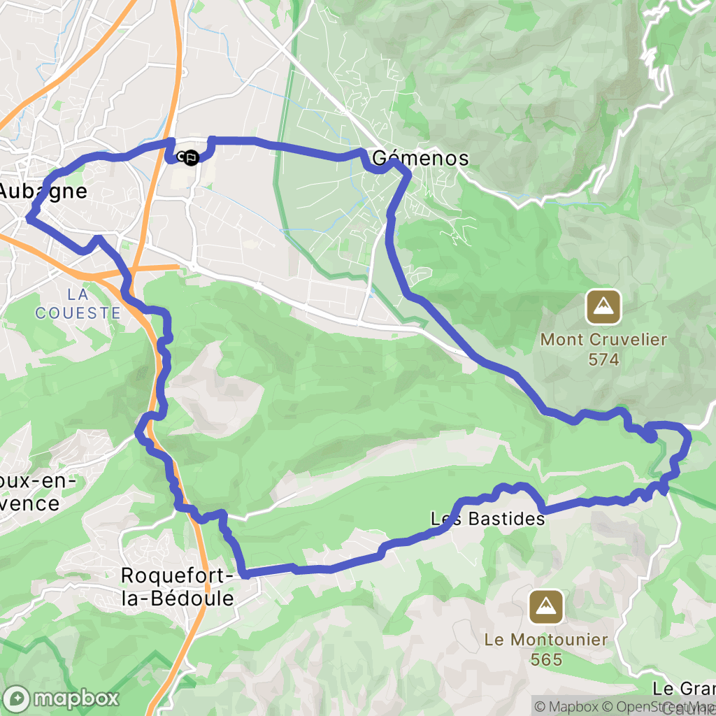 Aubagne : carte du parcours de randonnée - France