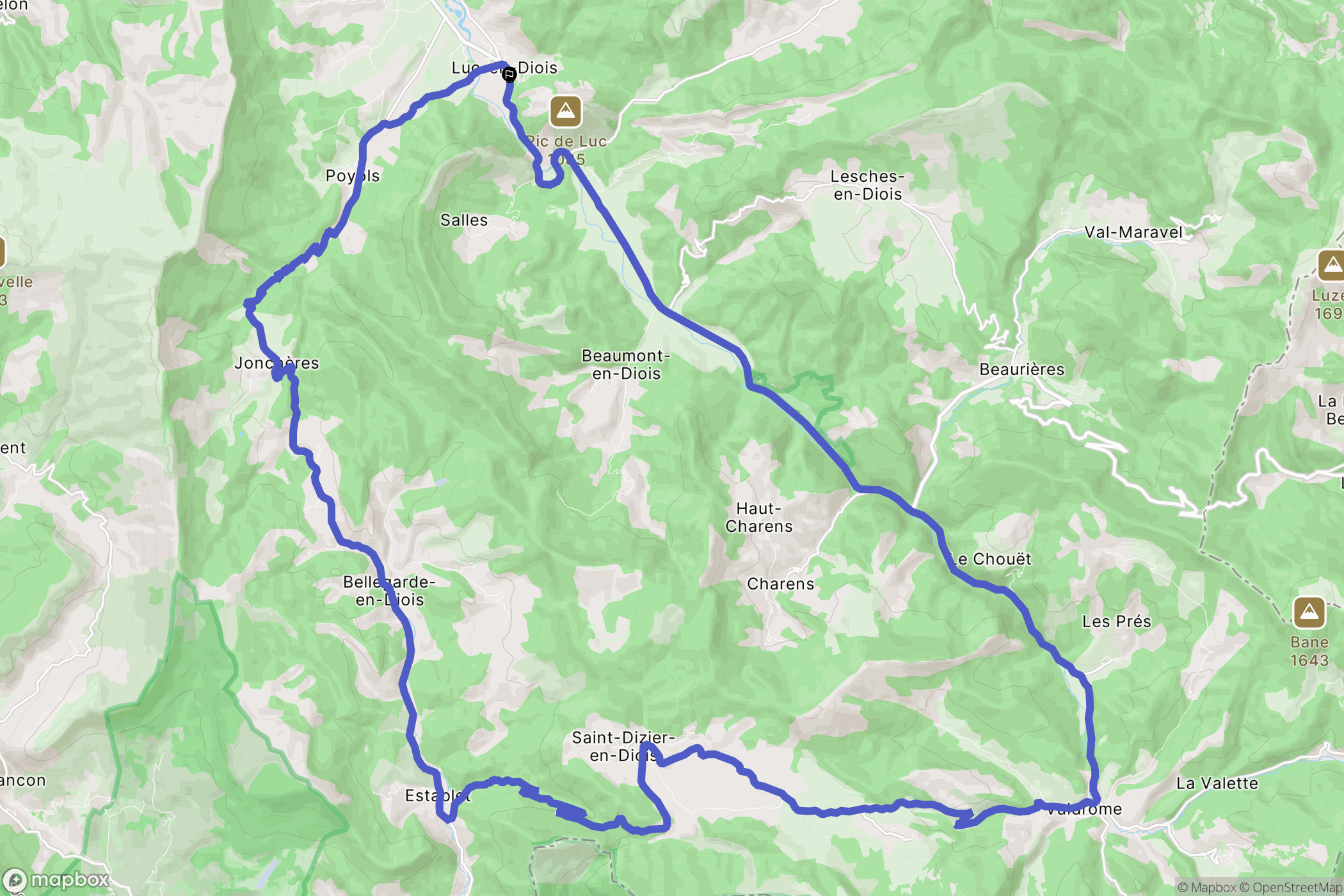 Luc-en-Diois : carte du parcours de randonnée - France