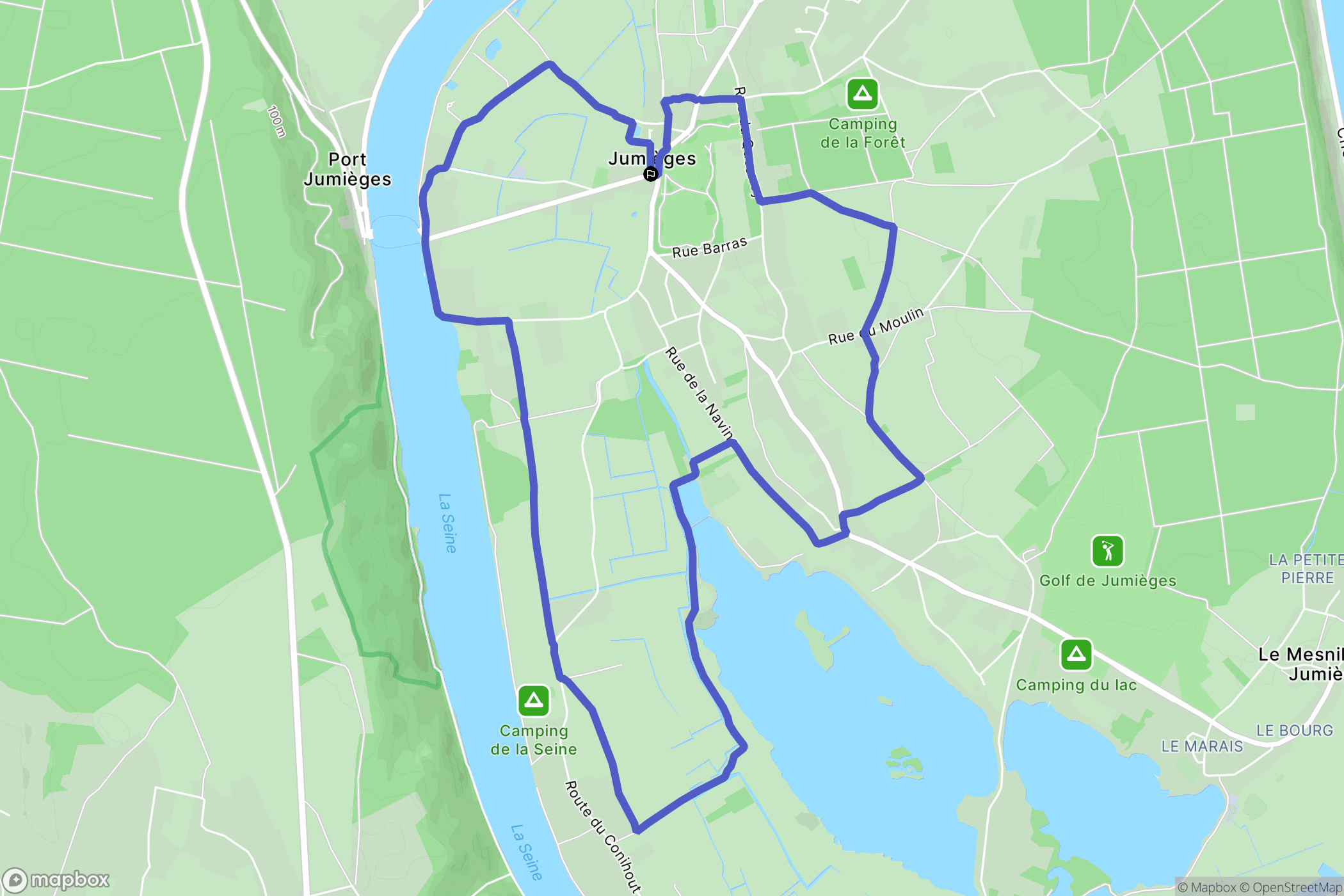 Jumièges : carte du parcours de randonnée - France